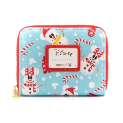 Loungefly LF Disney Mickey Minnie Snowman AOP Ziparound Wallet