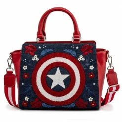 Loungefly LF Marvel Captain America 80th Anniversary Floral Shield Crossbody