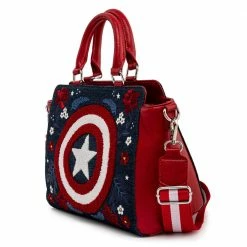 Loungefly LF Marvel Captain America 80th Anniversary Floral Shield Crossbody