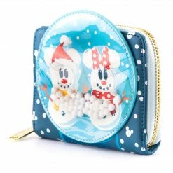 Loungefly LF Disney Snowman Mickey Minnie Snow Globe Ziparound Wallet